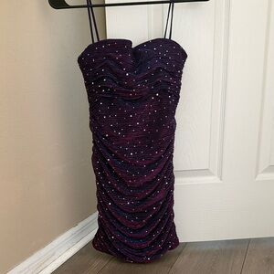 Lulu's Deep Purple Mini Dress with Sparkle